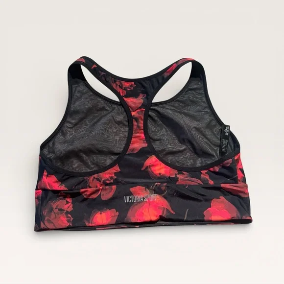 Victoria's Secret Black and Red Floral Sports Bra, Large - Picture 3 of 5